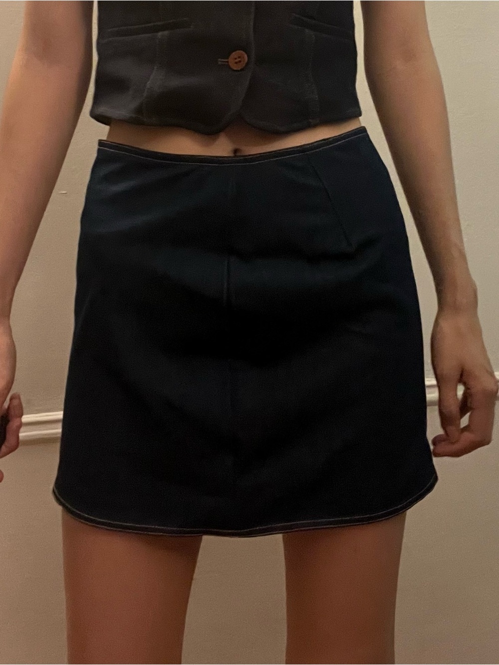 PLT Label Denim Blue Tailored Micro Mini Skirt